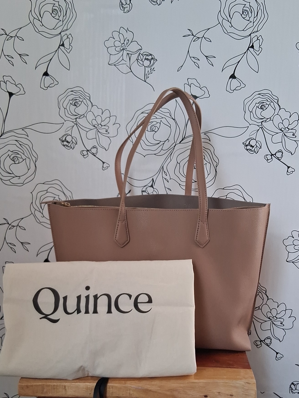 Quince Italian Leather Triple Compartment Shopper Tote Cappuchino